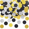 MOWO Gold Black and Silver Confetti Table Decoration, 1.2'', 200pc