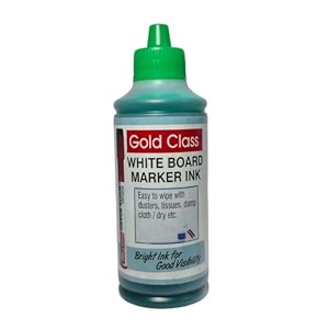 gold class white board marker bottled ink 100ml  easily refillable  suitable for marker pens with multiple surfaces  office stationery  school stationery- pack of 1 green