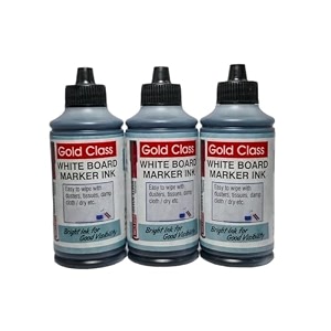 gold class white board marker ink100ml pack of 3 black suitable for white board surface school stationery easily refill bold black color smudge proofquick drying indian brand