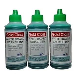 gold class white board marker ink100ml pack of 3 green suitable for white board surface school stationery easily refill bold green color smudge proofquick drying indian brand