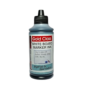 gold class white board marker ink 100ml  easily refillable  bold round tip  suitable for marker pens with multiple surfaces  office stationery  school stationery - pack of 1 black