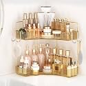 Gold Corner Counter Organizer, 2 Tier Bathroom &amp; Kitchen Tray