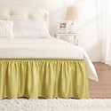 Gold Green Bed Skirt Queen Size 15" Drop, Elastic Wrap Around Bedskirt