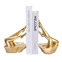 Gold Legs Sculpture Bookends for Shelves, Modern Resin Book Ends Decorative