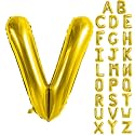 Gold Letter Balloons 40 Inch Large Letter V Balloon Aluminum