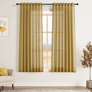 Gold Linen Curtains 63 Inches Long 2