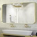 Gold Bathroom Mirror 30x55in, Metal Framed Rounded Rectangle Wall