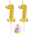Gold Number 11 Candle Happy Birthday 3D Number Candles for Birthday Cake Party Decoration Wedding Anniversary Celebration Supplies