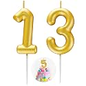 Gold Number 13 Candle Happy Birthday 3D Number Candles for Birthday Cake Party Decoration Wedding Anniversary Celebration Supplies