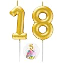 Gold Number 18 Candle Happy Birthday 3D Number Candles for Birthday Cake Party Decoration Wedding Anniversary Celebration Supplies