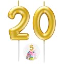 Gold Number 20 Candle Happy Birthday 3D Number Candles for Birthday Cake Party Decoration Wedding Anniversary Celebration Supplies