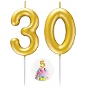 Gold Number 30 Candle Happy Birthday 3D Number Candles for Birthday Cake Party Decoration Wedding Anniversary Celebration Supplies