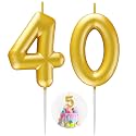 Gold Number 40 Candle Happy Birthday 3D Number Candles for Birthday Cake Party Decoration Wedding Anniversary Celebration Supplies