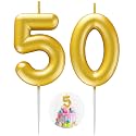 Gold Number 50 Candle Happy Birthday 3D Number Candles for Birthday Cake Party Decoration Wedding Anniversary Celebration Supplies