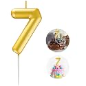 Gold Number 7 Candle Happy Birthday 3D Number Candles for Birthday Cake Party Decoration Wedding Anniversary Celebration Supplies