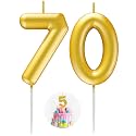 Gold Number 70 Candle Happy Birthday 3D Number Candles for Birthday Cake Party Decoration Wedding Anniversary Celebration Supplies