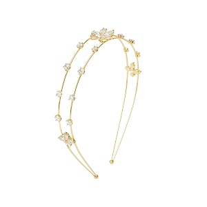 gold-plated bridal hair tiara crown headband with crystals for women amp girls  wedding party amp special occasions