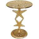 Gold Round End Table 15x19, Aluminum Pedestal Side Table for Living Room