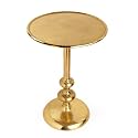 Gold Round Side Table 15x21, Metal Pedestal Drink Table for Living Room