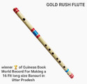 Gold Rush C Natural Medium Scale Professional Right Hand Size Flute (Bansuri) 19.5 Inch Bamboo Flute (48 cm)