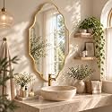 Gold Scalloped Bathroom Mirror, Irregular Decorative Wall Mirror