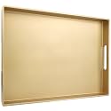 Gold Serving Tray for Coffee Table, Rectangular Plastic Decorative Tray with Handles for Entertaining, Outdoor Patio, Living Room, Ottoman, Bathroom Counter, 11.8”*15.7”*1.6”