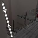 Gold Silver Black Deck Stairway Glass Fence Pole, Stainless Steel Glass Balustrade Railing Post, Outdoor Round Vitreous Railing System Post 24 28 32 36 40 48 in Height(B-Corner,Height 28in/70cm)
