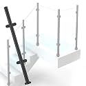 Gold Silver Black Deck Stairway Glass Fence Pole, Stainless Steel Glass Balustrade Railing Post, Outdoor Round Vitreous Railing System Post 24 28 32 36 40 48 in Height(C-MID,Height 40in/100cm)