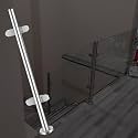 Gold Silver Black Deck Stairway Glass Fence Pole, Stainless Steel Glass Balustrade Railing Post, Outdoor Round Vitreous Railing System Post 24 28 32 36 40 48 in Height(B-MID,Height 28in/70cm)