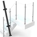 Gold Silver Black Deck Stairway Glass Fence Pole, Stainless Steel Glass Balustrade Railing Post, Outdoor Round Vitreous Railing System Post 24 28 32 36 40 48 in Height(C-Corner,Height 44in/110cm)