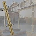Gold Silver Black Deck Stairway Glass Fence Pole, Stainless Steel Glass Balustrade Railing Post, Outdoor Round Vitreous Railing System Post 24 28 32 36 40 48 in Height(A-Corner,Height 24in/60cm)