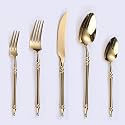 Gold Silverware Set for 6 Modern 30 Piece Flatware Cutlery Utensils Set
