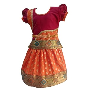 Gold Star Girls traditional pattu pavadai set