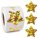 Gold Star Stickers Holographic Children's Stickers for Student Rewards, Envelope Sealing, Incentive Stickers for Teachers, Parents, and Schools (1.5" Large, 500 PCS)