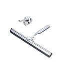 Gold T Design Aluminum Shower Squeegee with Silicone Brush for Bathroom Door Mirror Car Glass with Hook Scraper Cleaner,Gold,25.6 * 16.5cm Hook Type,Silver-25.6 * 16.5cm Suction Cup Type