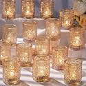 Gold Votive Candle Holders Set of 36- Glass Candle Holders Bulk