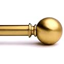 Golde Curtain Rods for Windows 18 to 144 inches,1 Inch Modern Metal Drapery Rods,Adjustable Heavy Duty Curtain Pole with Round Finials(18"-144"Soft Gold)
