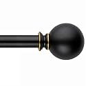Golde Curtain Rods for Windows 18 to 144 inches,1 Inch Modern Metal Drapery Rods,Adjustable Heavy Duty Curtain Pole with Round Finials(18"-144"Black Gold)