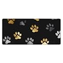 Golden Animal Footprints Extended Gaming Mouse Pad, with Stitched Edges Large Mouse Pad Desk Protector, Rubber Base Mousepad Keyboard Mouses Mat for Work Game Office Home- 32" X 12" Inch
