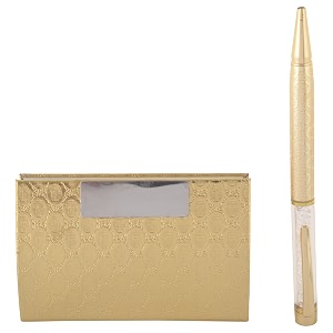 golden ball pen and golden visiting card holder pack of 2 set golden items for diwali gift wedding gift and birthday gift