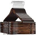 Golden Bird Cherry Wooden Finished Hanger with 360 Swivel Hook and Precisely Cut Notches for Camisole, Jacket,Suit.Coat, Pant, Dress Clothes Hangers,etc (18)