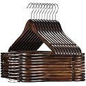 Golden Bird Cherry Wooden Finished Hanger with 360 Swivel Hook and Precisely Cut Notches for Camisole, Jacket,Suit.Coat, Pant, Dress Clothes Hangers,etc (36)