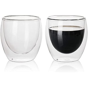 golden bird heat resistant double wall glass coffee mugs clear insulated coffee glass cappuccino cups latte cups beverage glasses 250 ml cups 2