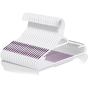 golden bird plastic hangers for clothes hanger wardrobe storage organizer durable coat hanger with shoulder grooves ideal for everyday use on cloth purple gripped 40
