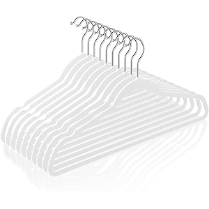 golden bird plastic hangers heavy duty dry wet clothes hangers with non-slip pads space saving hanger super lightweight organizer white 50 count
