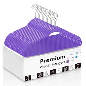 golden bird plastic hangers heavy duty dry wet clothes hangers with non-slip pads space saving hanger super lightweight organizer purple 3000