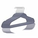 Golden Bird Plastic Hangers Heavy Duty Dry Wet Clothes Hangers with Non-Slip Pads Space Saving Hanger Super Lightweight Organizer (Grey, 10 Count)