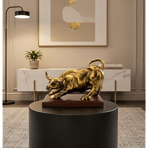 Golden Bull Statue Showpiece for Home Decor