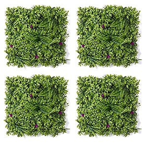 golden cart artificial wall grass for home decoration 4 pcs i grass mat for wall i vertical garden artificial wall plants green amp purple design 50cm x 50cm x 5cm pack of 4