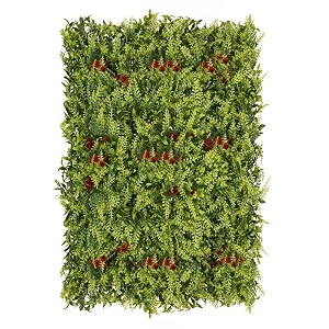 artificial wall grass for home decoration 6 pcs i grass mat for wall i vertical garden artificial plants green with red flowers 60cm x 40cm x 8cm plastic pack of 6